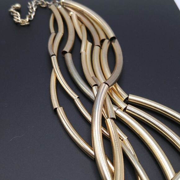 Chico's Gold Tone Metal Tube Multistrand Necklace, 26 Inches - Picture 8 of 9